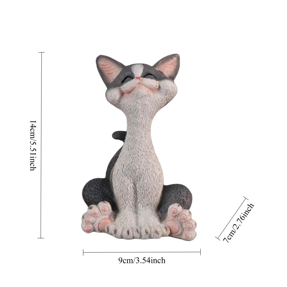 Cute Cat Figurine Anxiety Relief Desktop Decoration Office Stress Relief Ornament Home Decor Animal Statue Resin Kitty Sculpture