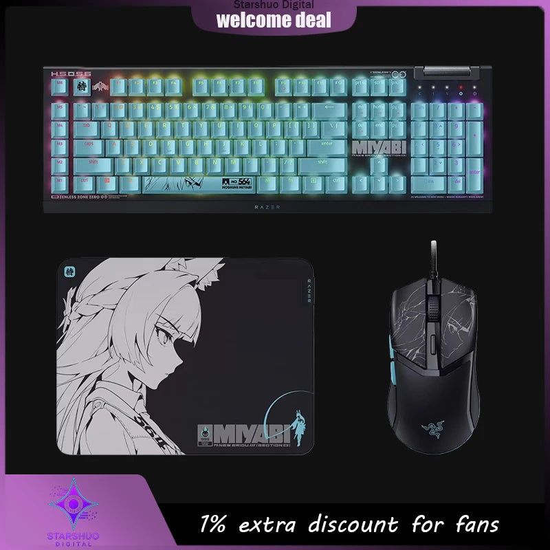 Razer ZZZ x Miyabi Hoshimi Co-branded Mouse, Keyboard and Mouse Pad Limited Edition Cobra Wired Black Widow V4X