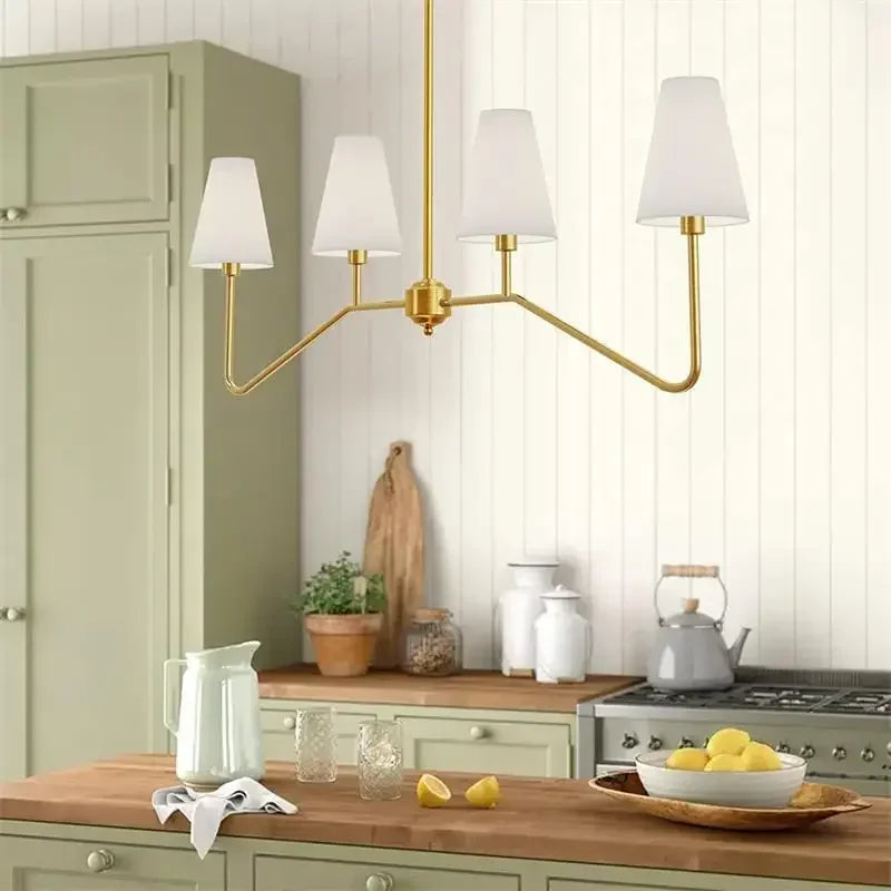 Modern Salon Home Decor Pendant Lights American Style White Linen Shades Led Lamp Living Room Dining Table Bedroom Chandeliers