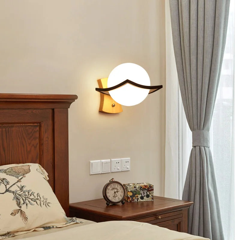 Modern LED Wall Lamps Wooden Lights Bedroom Bedside Stairs Corridor Interior Mounted Lighting Sconce Home Decor Light Fixtures