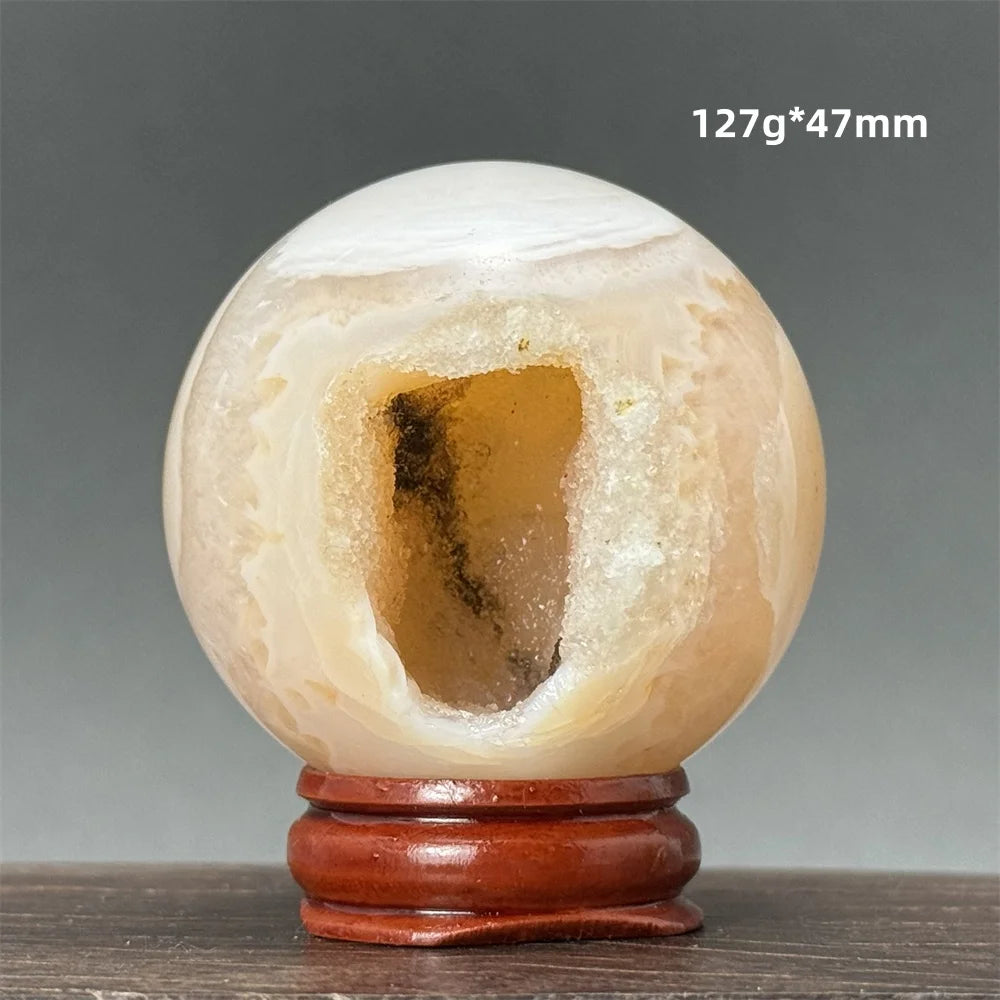 Natural Quartz Crystal Agate Open Mouth Smile Ball Treatment Reiki Witchcraft Meditation Spiritual Energy Home Decor