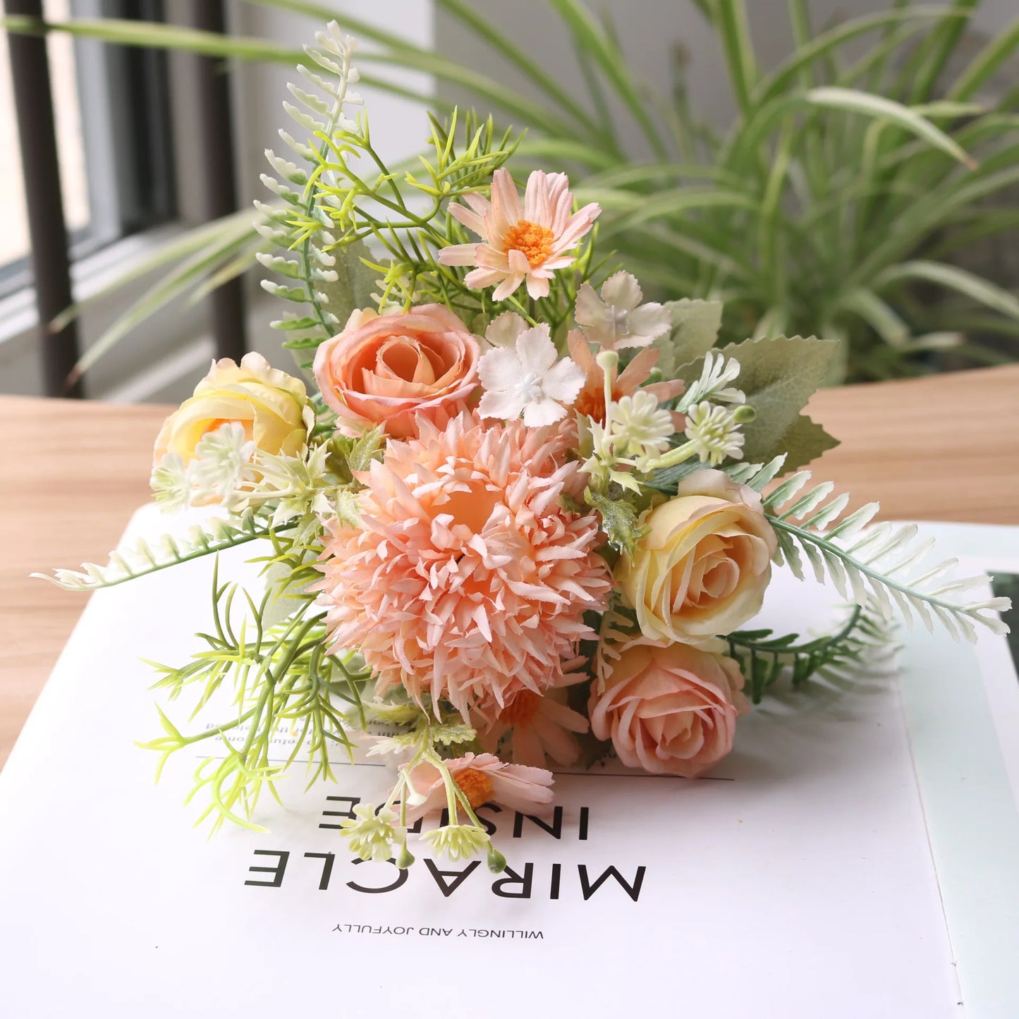 1PC Artificial Flowers Wedding Decor Props Bedroom Decoration Bridal Bouquet Garden Fake Silk Roses Hydrangeas Daisy Home Decor