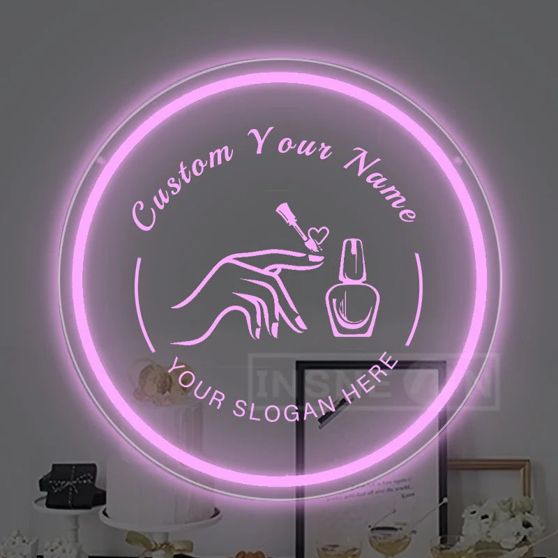 Custom LED Neon Signs Personalized Text USB Pink Night Light Switch Control Nail Salon Beauty Shop Home Decor Neon Wall Decor