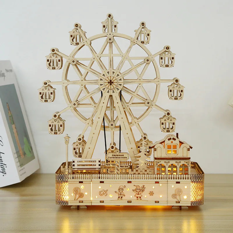 Wooden Ferris Wheel 3D Puzzle - DIY Creative Model, Home Decor, Holiday & Birthday Gift for Kids，Children's Model Puzzle