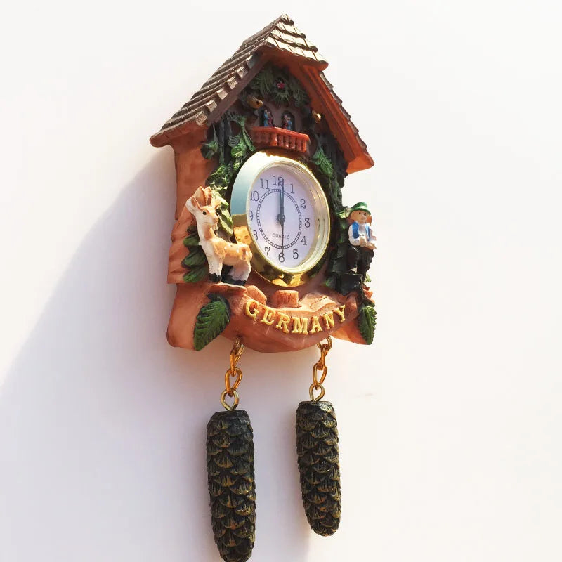 ‌German 3D Cuckoo Clock Wooden House Pine Cone Fridge Magnet, Travel Souvenir, Home Decor, Creative Gift, Strong Magnetic