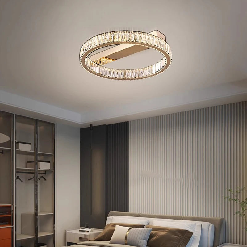 Restaurant Luxury Crystal LED Ceiling Hanging Lamp High-end Living Room Villa Lobby Pendant Light Home Decor Lamp Factory Outlet