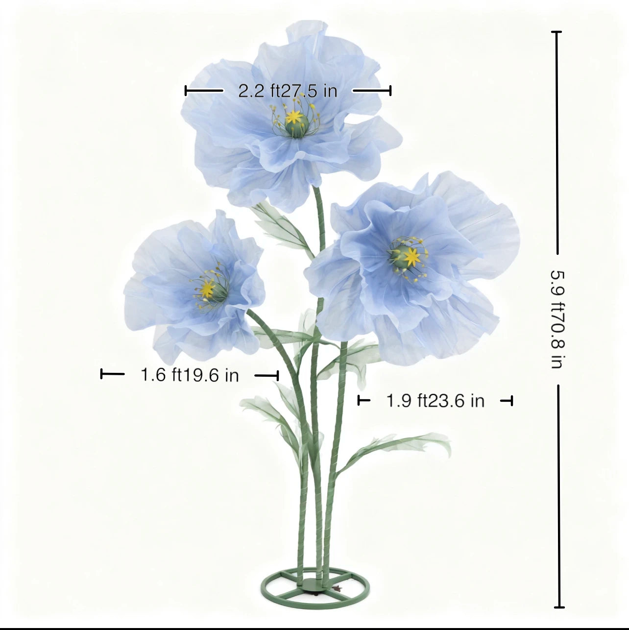 Waterproof Giant Silk Decorative Poppy Big Artificial Flowers Wedding Road Lead Flower Backdrop Decoration With Stand Home Decor