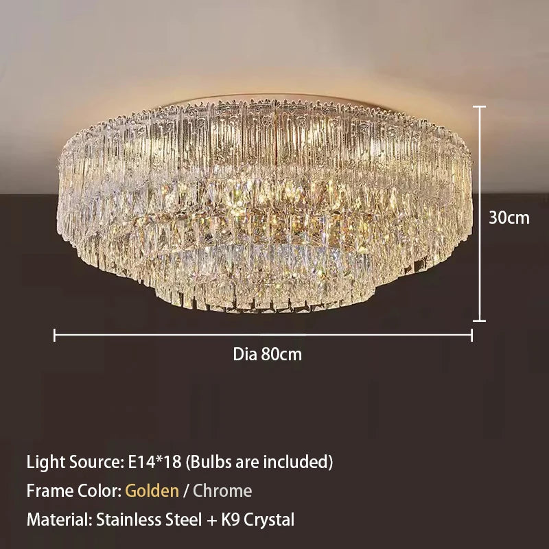 Crystal Rectangle Big Ceiling Lights LED Ceiling Chandelier Living Room Led Lamparas Para Techo Lighting for Lustre Home Decor