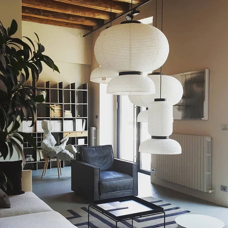 Japanese Rice Paper Wabi Sabi Hanging Pendant Lamp,nordic Suspension Luminaire Lampen Dining Living Room Island LED Home Decor