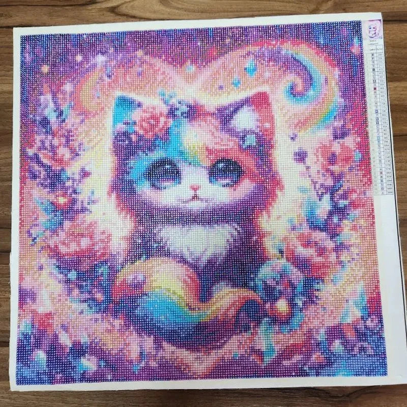 100% Fairy Dust Diamond Painting Kit Black Cat Square Mosaic Embroidery Gem Cross Stitch Full Crystal Diamond Art Home Decor