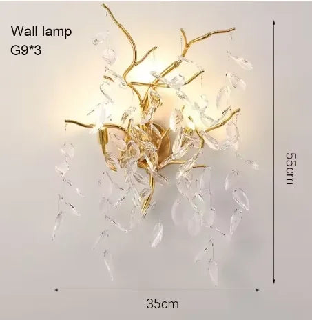 Modern Led Crystal Chandelier Branches For Dining Room Art Pendant Lamp Villa Hall Hanging Home Decor Lighting Fixture