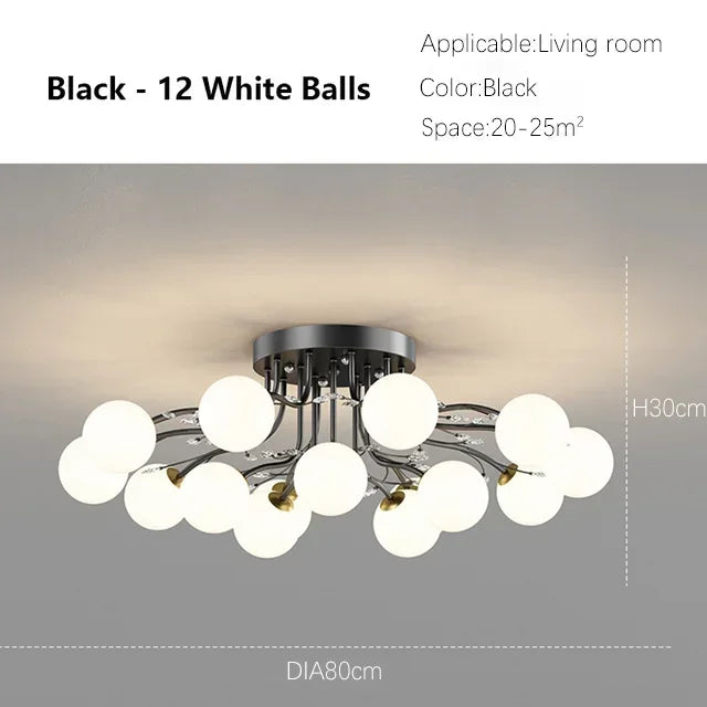 Creative Iron LED Ceiling ChandelierStarry Glass Lamp Living Dining Room bedroom kitchen Loft light Home Decor Stylish Luminaire
