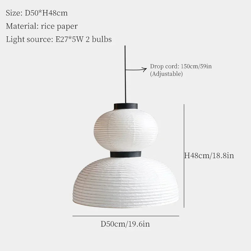 Japanese Rice Paper Wabi Sabi Hanging Pendant Lamp,nordic Suspension Luminaire Lampen Dining Living Room Island LED Home Decor