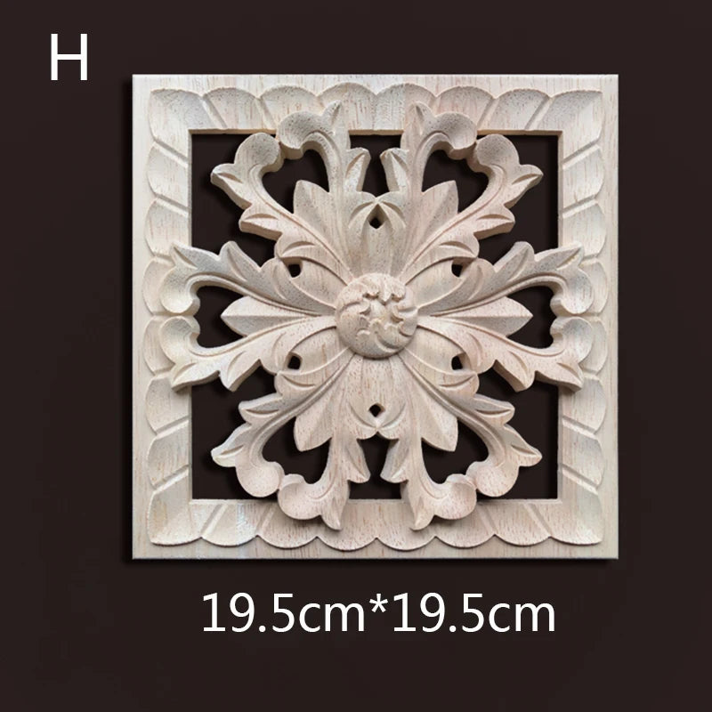 Wood Carving Onlays Appliques Decoration for Home Wood Decals for Furniture Wood Flower Crafting Wood Floral Home Decor Items