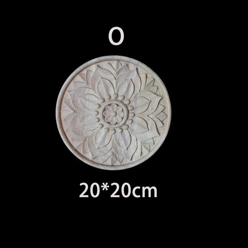 Wood Carving Onlay Applique Figurines Decor Living Room Furniture Decoration Unique Natural Floral Wood Carved Decal Home Decor