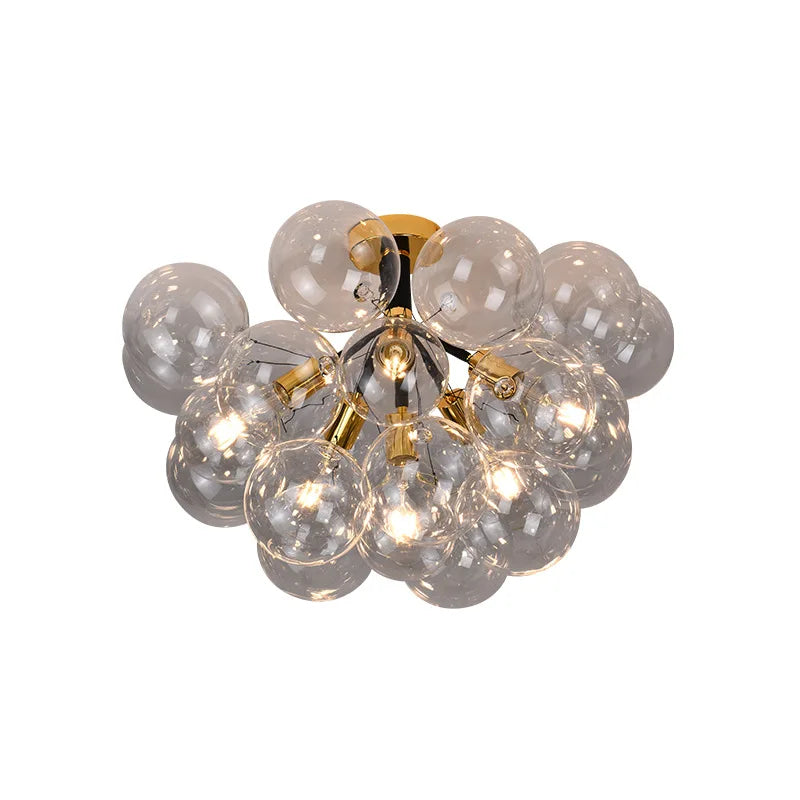 Modern Bubble Transparent Glass Ball Ceiling Lamp Crystal Ball Pendant Light with E27 Bulb for Living Room Bedroom Home Decor