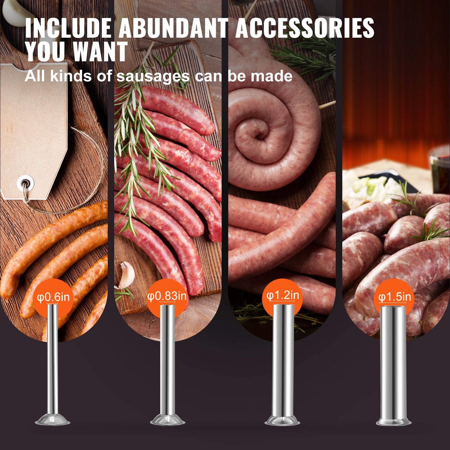 SucceBuy 10L/15L Electric Sausage Stuffer Stainless Steel Making Sausage Machine Commercial Grade with 4 Filling Funnel for Home