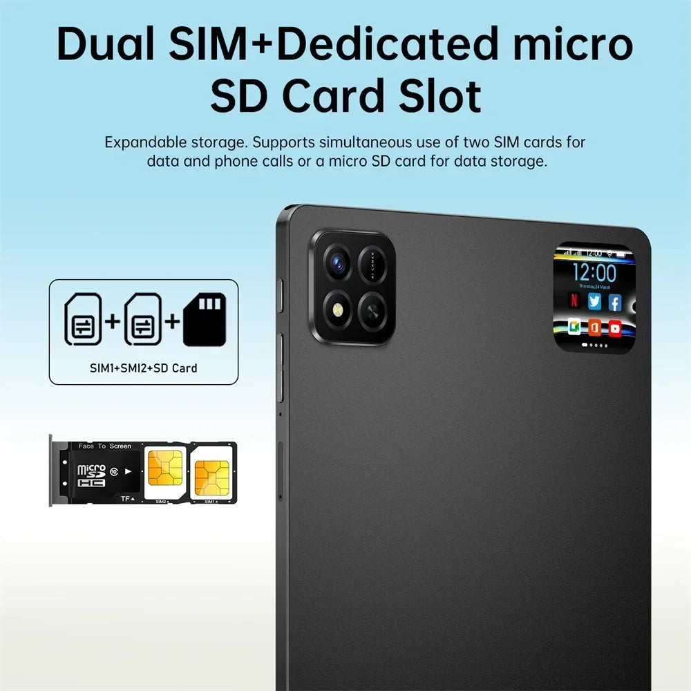 New Pad 7 Pro Hot Tablet PC 10000mAh Children's Gifts 10.1" Tab Original 5G Dual SIM 22GB+2TB Android 15 Cheap Kids Tablets