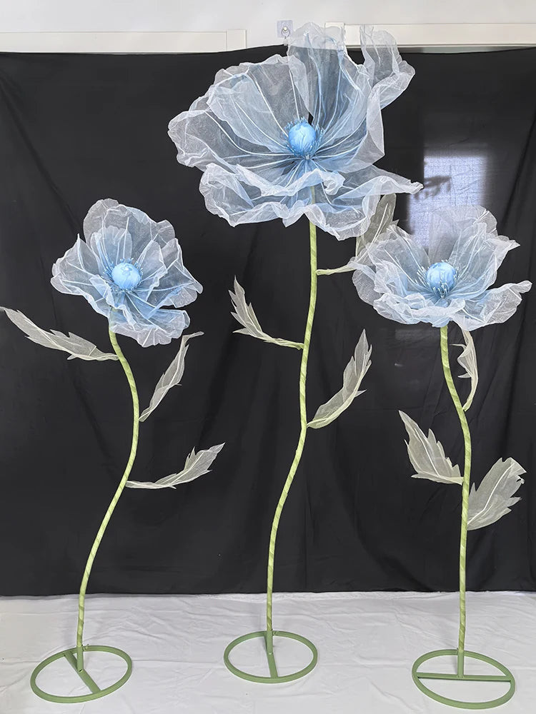 190cm Wedding Decor Props Artificial Flowers Road Lead Flower Silk Yarn Flower Poppy Window Display Garden Decoration Home Decor