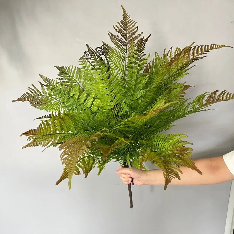 18 Heads Artificial Green Fern Plants for Living Room - Faux Large Fern Grass for DIY Crafts, Garland, Wreath & Home Decor