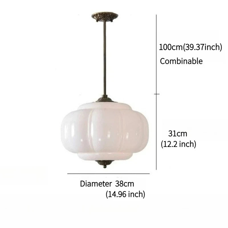 Retro Green Scallop Milk Glass Chandelier Nordic Pendant Lamp for Kitchen Island Hallway Corridor Home Decor Hanging Light E26
