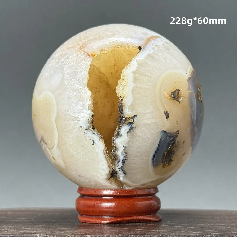 Natural Quartz Crystal Agate Open Mouth Smile Ball Treatment Reiki Witchcraft Meditation Spiritual Energy Home Decor