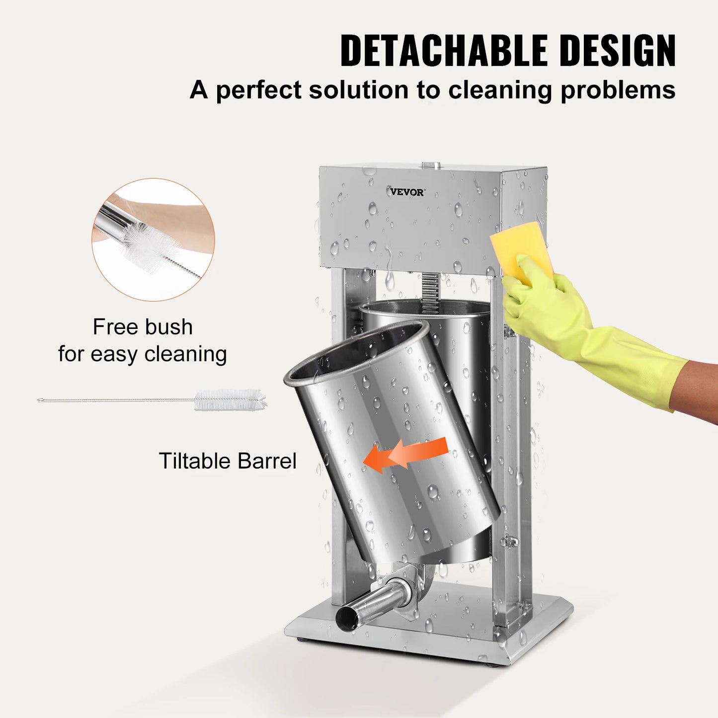 SucceBuy 10L/15L Electric Sausage Stuffer Stainless Steel Making Sausage Machine Commercial Grade with 4 Filling Funnel for Home