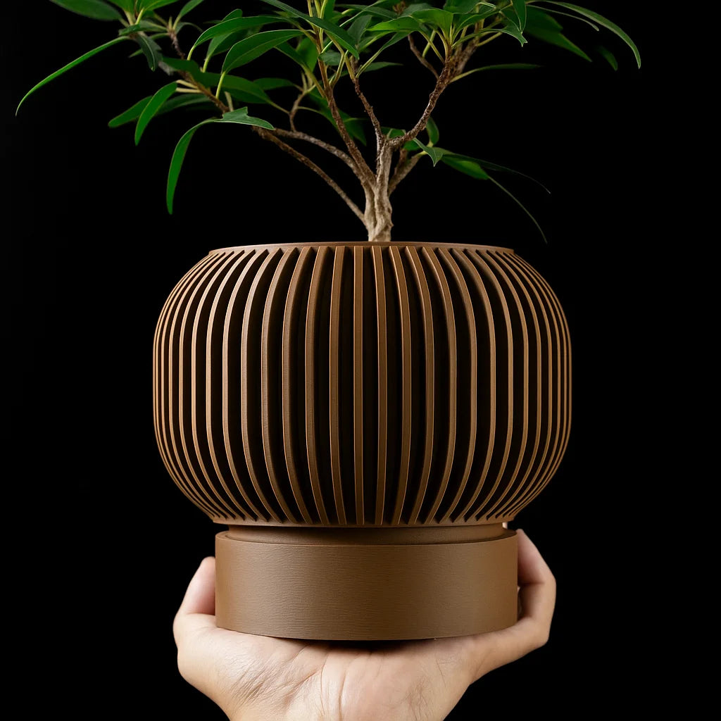 Modern Minimalist 3D Printed Plant Pot – Biodegradable Flower Planter for Home Decor, Eco-Friendly Sustainable Gift (Yuso)