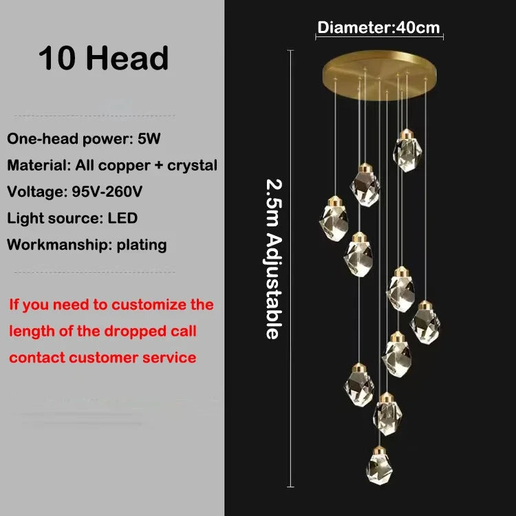 Modern Hall LED Chandeliers Luxury Villa Staircase Crystal Chandeliers Attic Hotel Lighting Fixtures Home Decor Chandeli