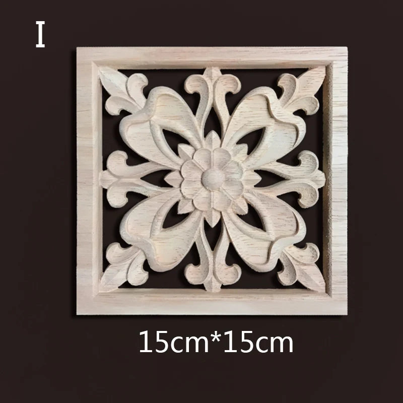 Wood Carving Onlays Appliques Decoration for Home Wood Decals for Furniture Wood Flower Crafting Wood Floral Home Decor Items