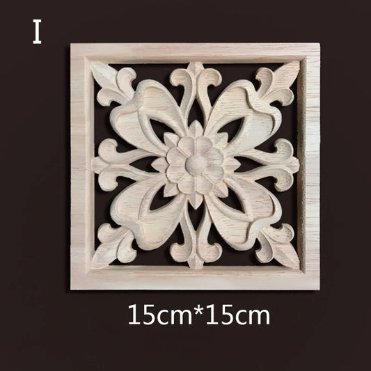 Wood Carving Onlays Appliques Decoration for Home Wood Decals for Furniture Wood Flower Crafting Wood Floral Home Decor Items