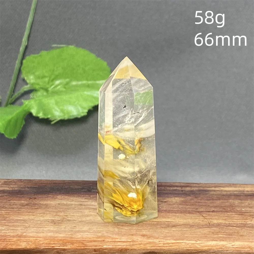 1PC Natural Tiger Skin Smelted Stone Crystal Tower Yellow Stripe Pyramid Obelisk Home Decor Gift