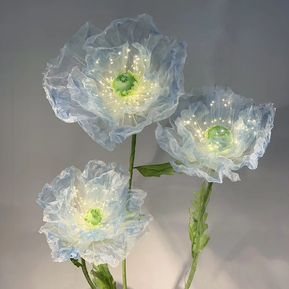 180cm Luminous Poppy Flowers Artificial Flowers Wedding Decor Props Silk Yarn Flower Window Display Garden Decoration Home Decor