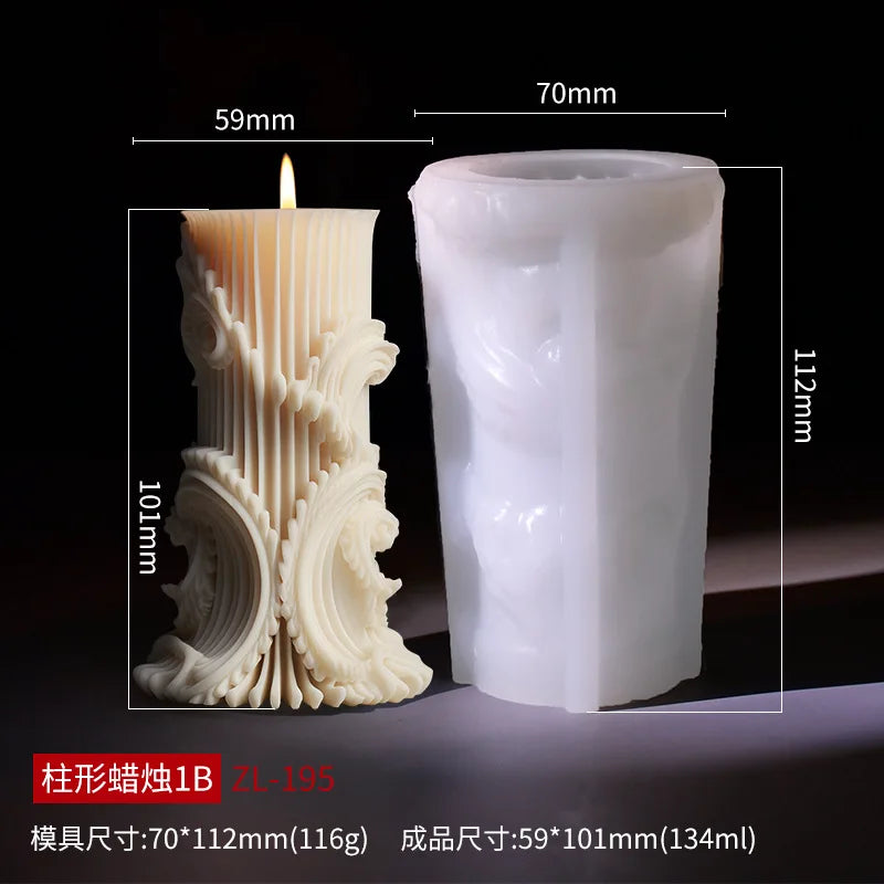 Relief Blooming Flower Cylinder Candle Silicone Mold 3D Rose Cylinder Candle Molds Valentine's Day Wedding Home Decor Mould