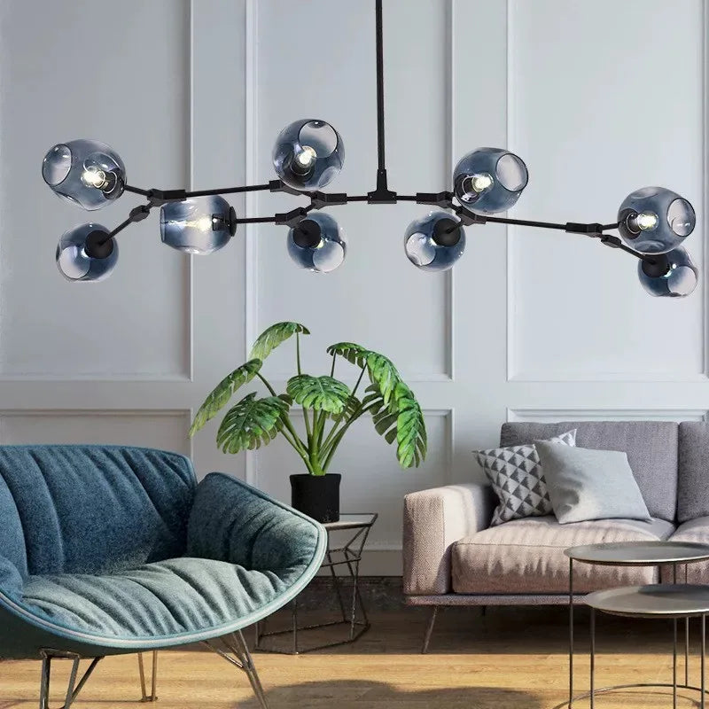 Nordic Molecular Chandelier Modern Branched Glass Ball LED Chandeliers Living Room Bedroom Home Decor Hanging Kitchen Fixtures