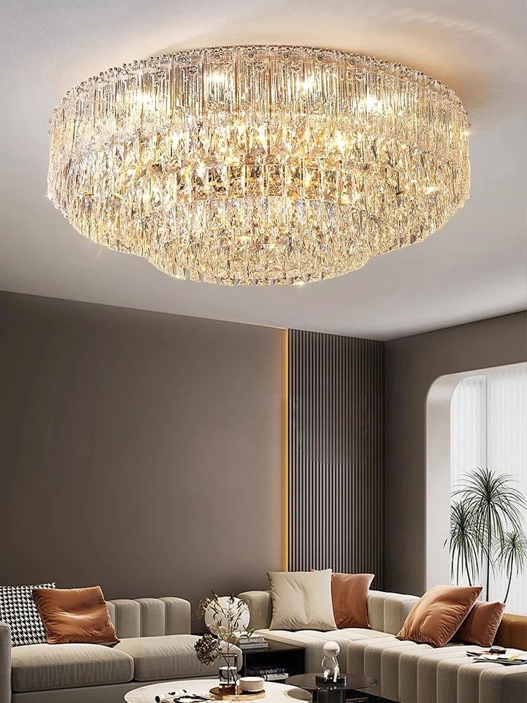 Crystal Rectangle Big Ceiling Lights LED Ceiling Chandelier Living Room Led Lamparas Para Techo Lighting for Lustre Home Decor