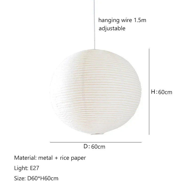 Japanese Style Minimalist Rice Paper Art Chandelier Restaurant Bedroom Hotel Tea Room Pendant Lamp Home Decor Lighting Fixtures