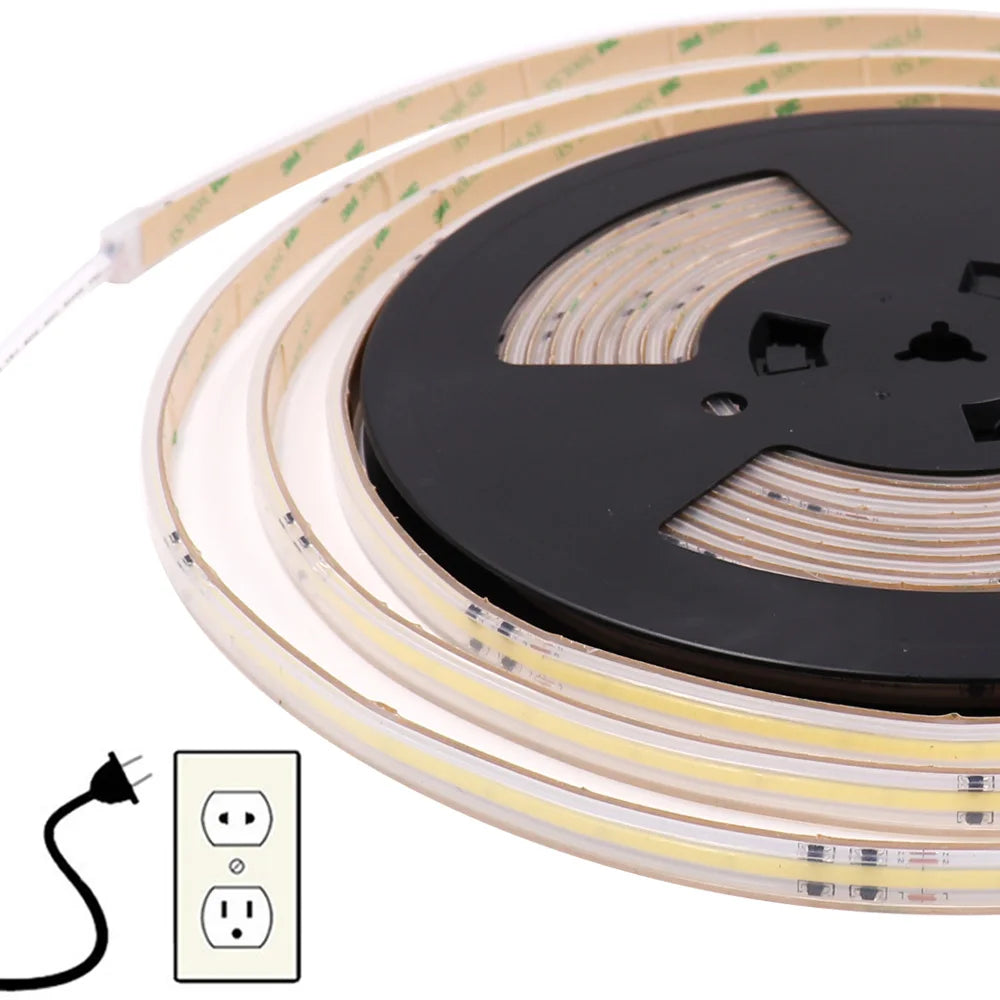 IP67 COB LED Strip AC 110V 120V 130V 220V 230V 240V Super Bright FOB COB LED Tape Ribbon Lights 10m 20m 30m 50m for Home Decor