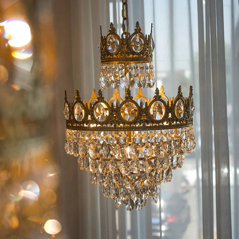 Luxury Crystal Crown Chandelier Home Decor Living Room Lights Led Ceiling Light Fixture Modern Hanging Chandelier Lighting Lamps