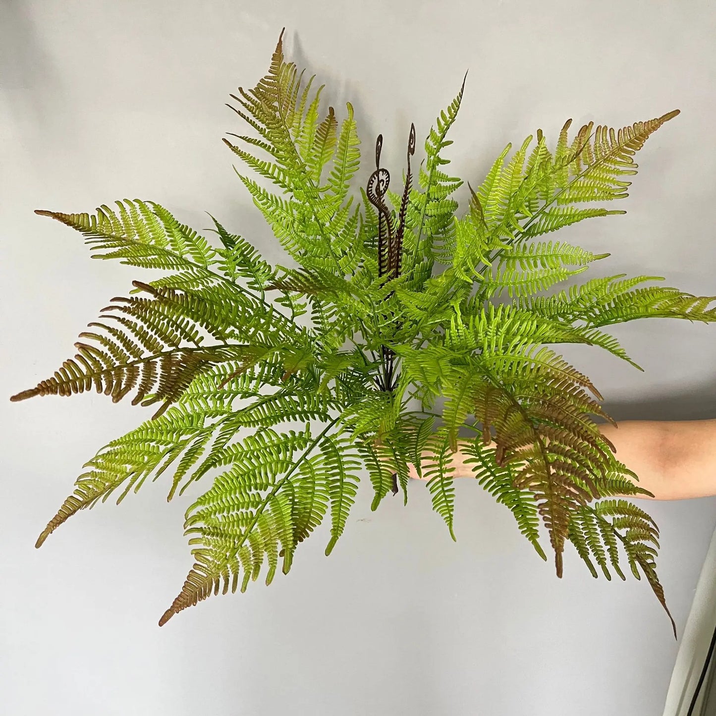 18 Heads Artificial Green Fern Plants for Living Room - Faux Large Fern Grass for DIY Crafts, Garland, Wreath & Home Decor