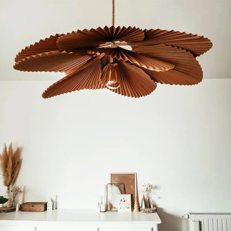 WinfordoFlower Leaf Shape Hanging Chandelier Light Paper Pendant Lamp for Restaurant Kitchen BedroomDining Room Home Decor