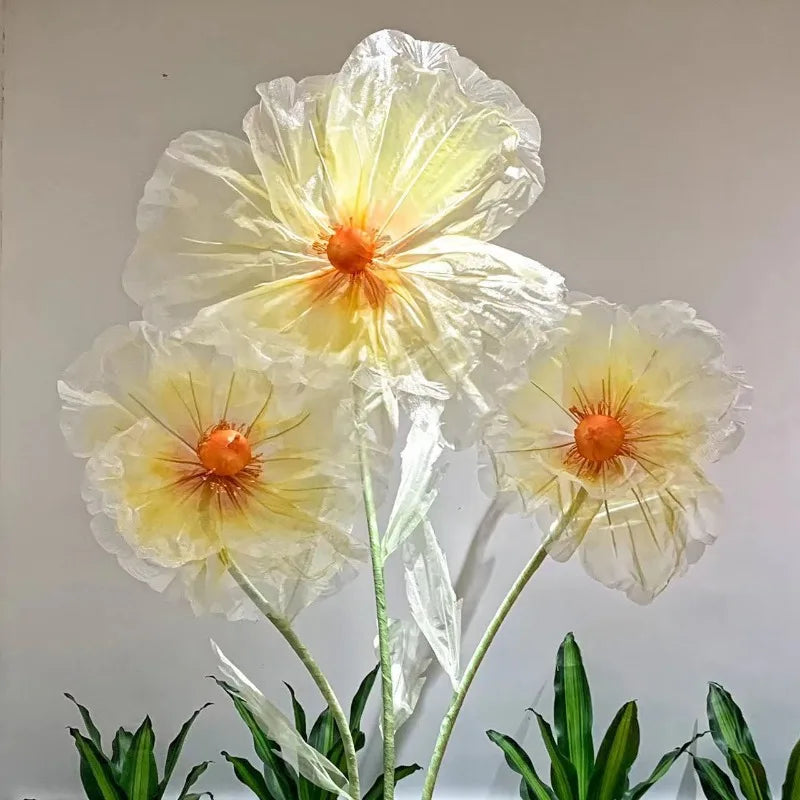 190cm Wedding Decor Props Artificial Flowers Road Lead Flower Silk Yarn Flower Poppy Window Display Garden Decoration Home Decor