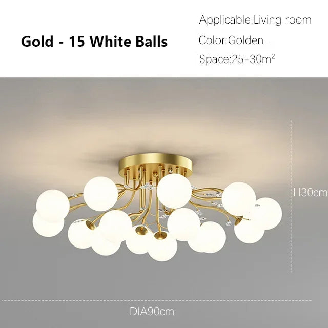 Creative Iron LED Ceiling ChandelierStarry Glass Lamp Living Dining Room bedroom kitchen Loft light Home Decor Stylish Luminaire
