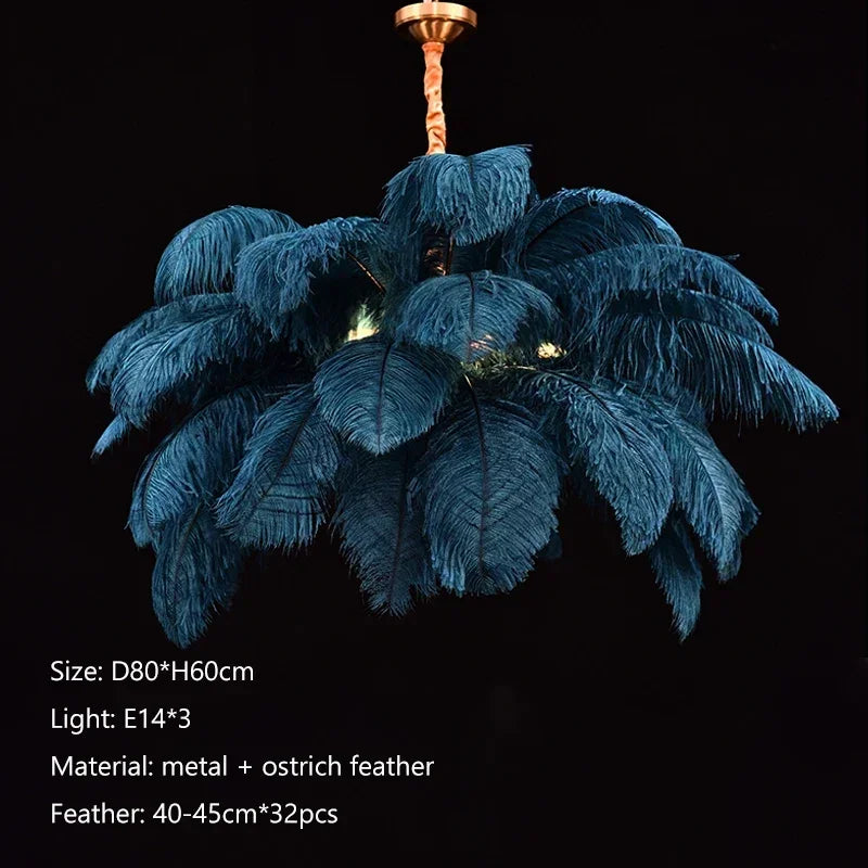 Nordic Creative Feather Chandelier Restaurant Living Room Bedroom Hotel LED Pendant Lamp Romantic Princess Home Decor Lighting