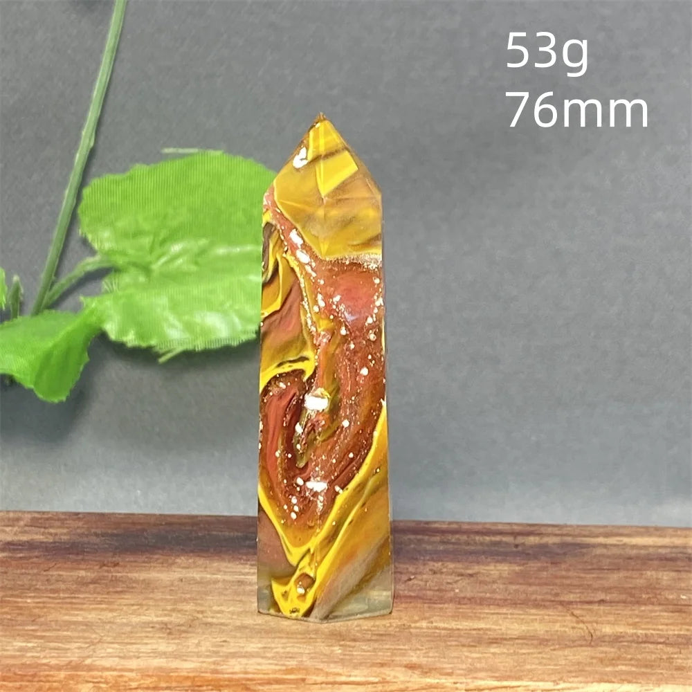 1PC Natural Tiger Skin Smelted Stone Crystal Tower Yellow Stripe Pyramid Obelisk Home Decor Gift