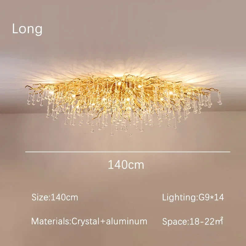 Luxury Gold Crystal Chandelier Modern Gold Ceiling Light for Dining Room Living Room Lobby Kitchen Home Decor