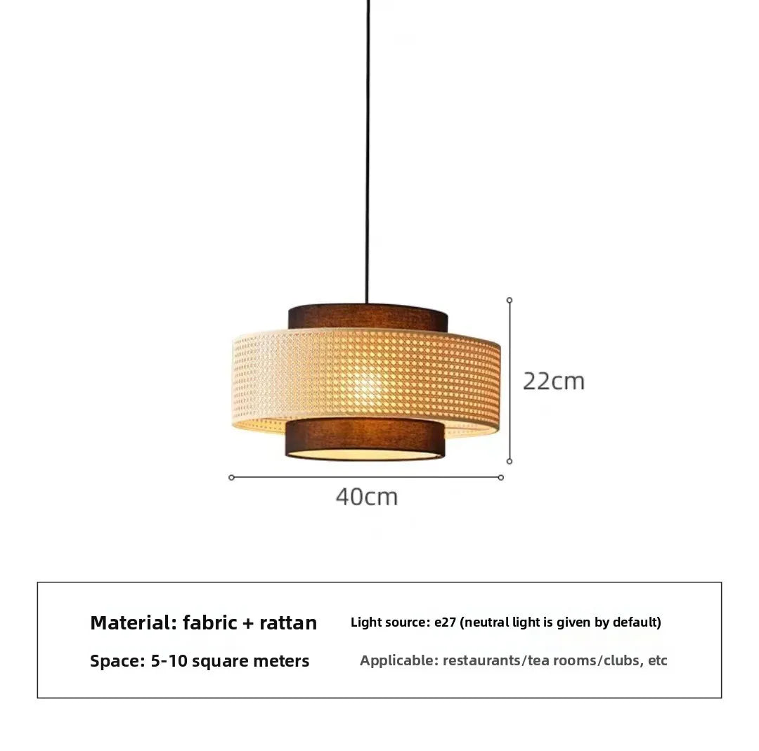Wabi Sabi Retro Restaurant Pendant Light Handmade Woven Rattan Chandeliers Living Room Pendant Lamp Home Decor Lighting Fixtures