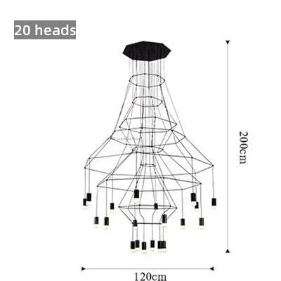 Italy Designer Acrylic Luxury LED Pendant Lamp Living Room Restaurant Bedroom Staircase Simple Line Chandelier Home Decor Light