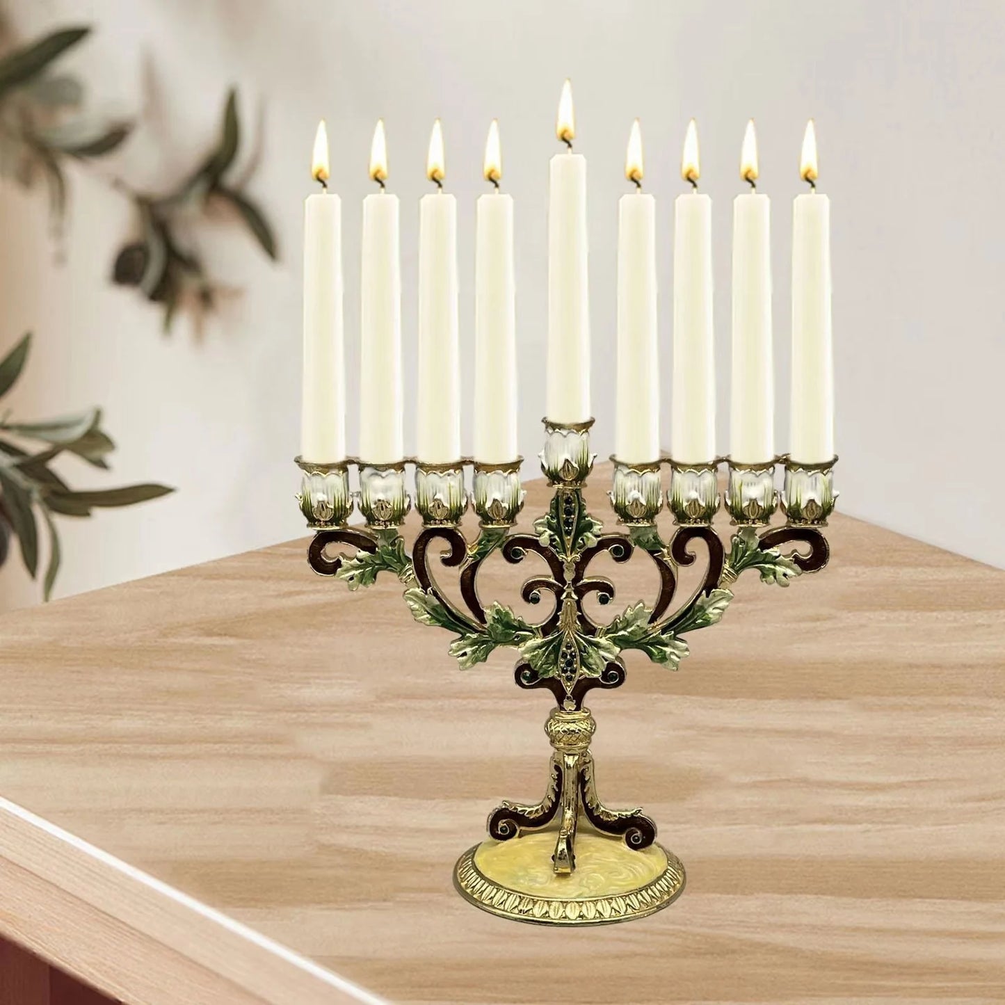 Artistic Metal Candle Holder for Hanukkah Menorah Candlestick Candelabrum Candle Stand for Christmas Party Wedding Home Decor