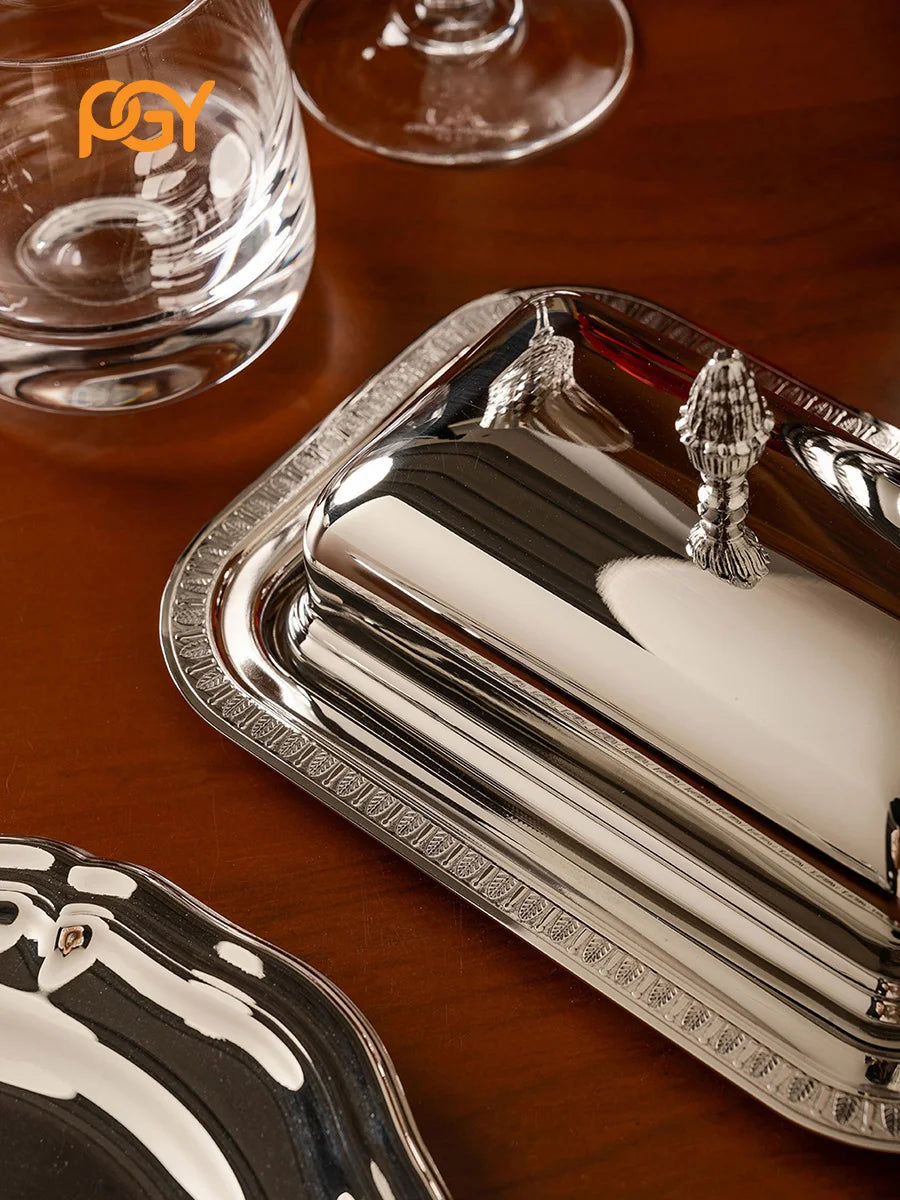 Stainless Steel Butter Dish with Lid, Luxury Butter Tray for Countertop, High-Quality Butter Container for Home Decor, Kitchen